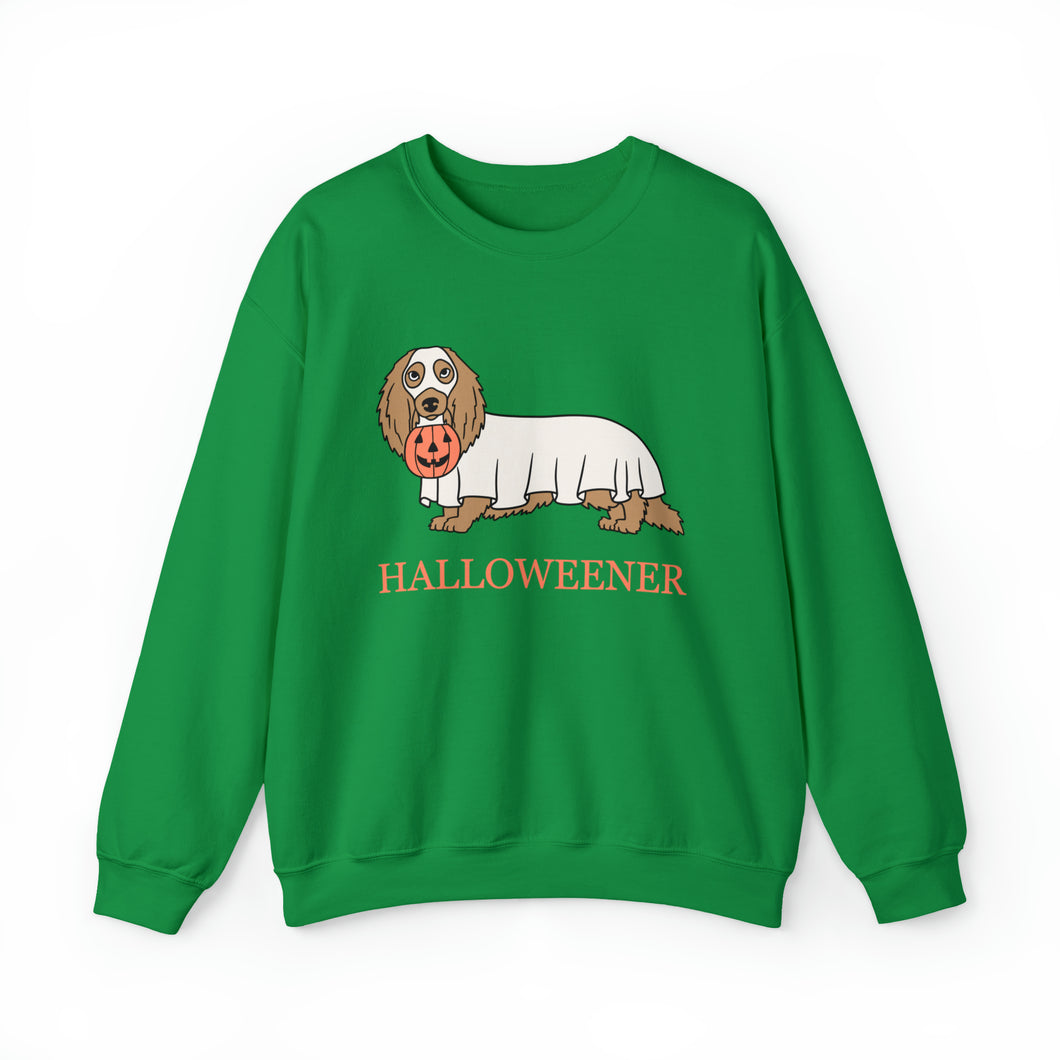 Halloweener Dog Sweatshirt Dachshund Trick or Treat Costume Unisex Heavy Blend™ Crewneck Sweatshirt