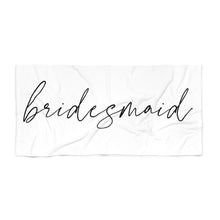 Load image into Gallery viewer, Bridesmaid Beach Towel | Bachelorette Trip Honeymoon Newlywed Gift Towel Vacation Beach Trip
