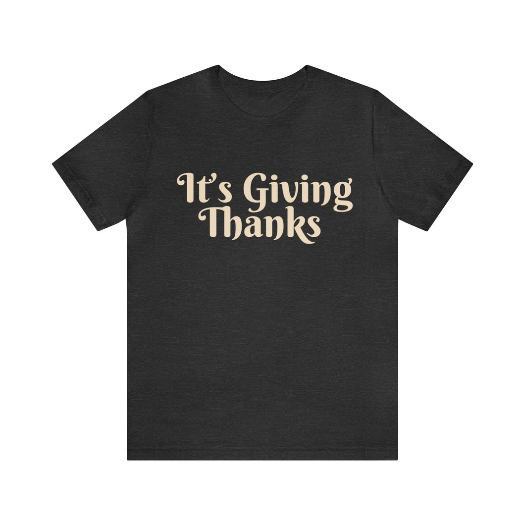 It's Giving Thanks | Thanksgiving Adult Unisex Jersey Short Sleeve Tee