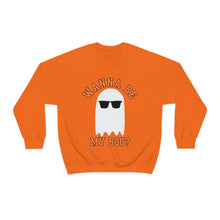 Load image into Gallery viewer, Wanna Be My Boo Ghost Halloween Sweatshirt Halloween Costume Unisex Heavy Blend Crewneck Sweatshirt
