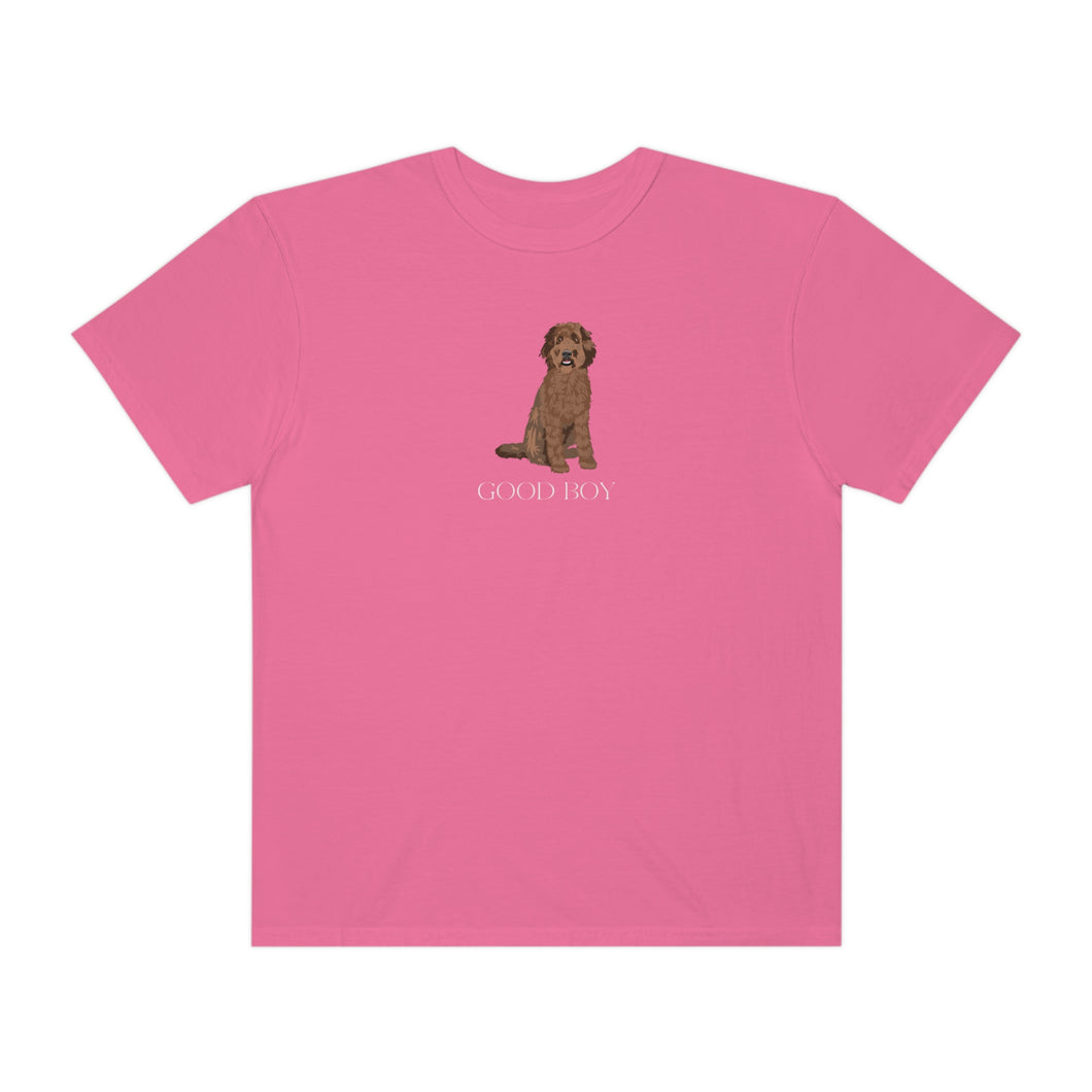 Brown Golden Doodle Good Boy Shirt Dog Mom Dog Mama Gift Pet Unisex Garment-Dyed T-shirt