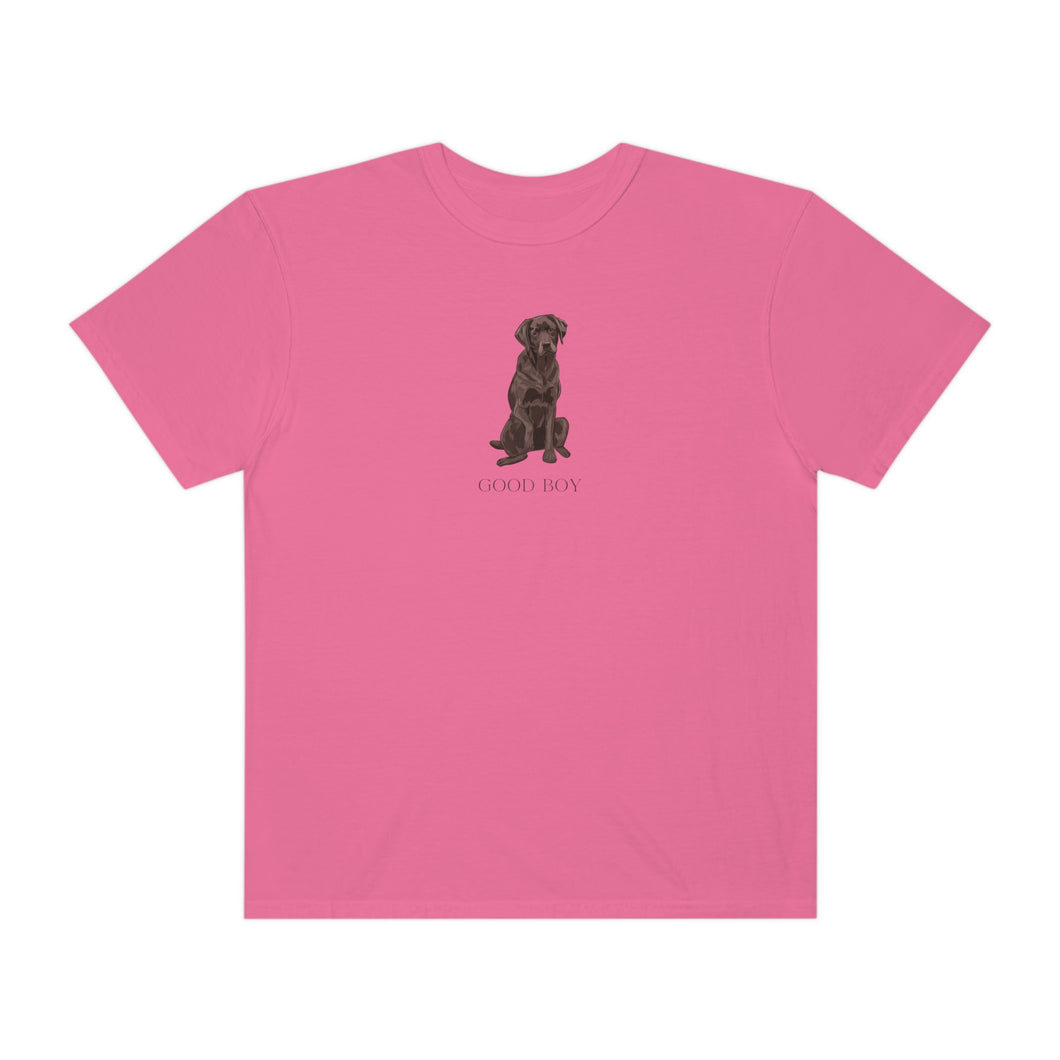 Good Boy Tee | Chocolate Brown Labrador Shirt Dog Mom Dog Mama Gift Pet Unisex Garment-Dyed T-shirt