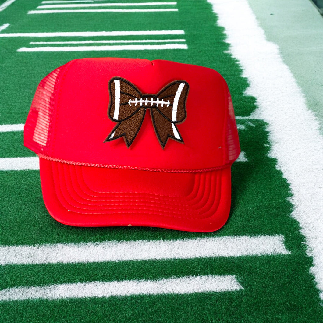 football bow trucker hat