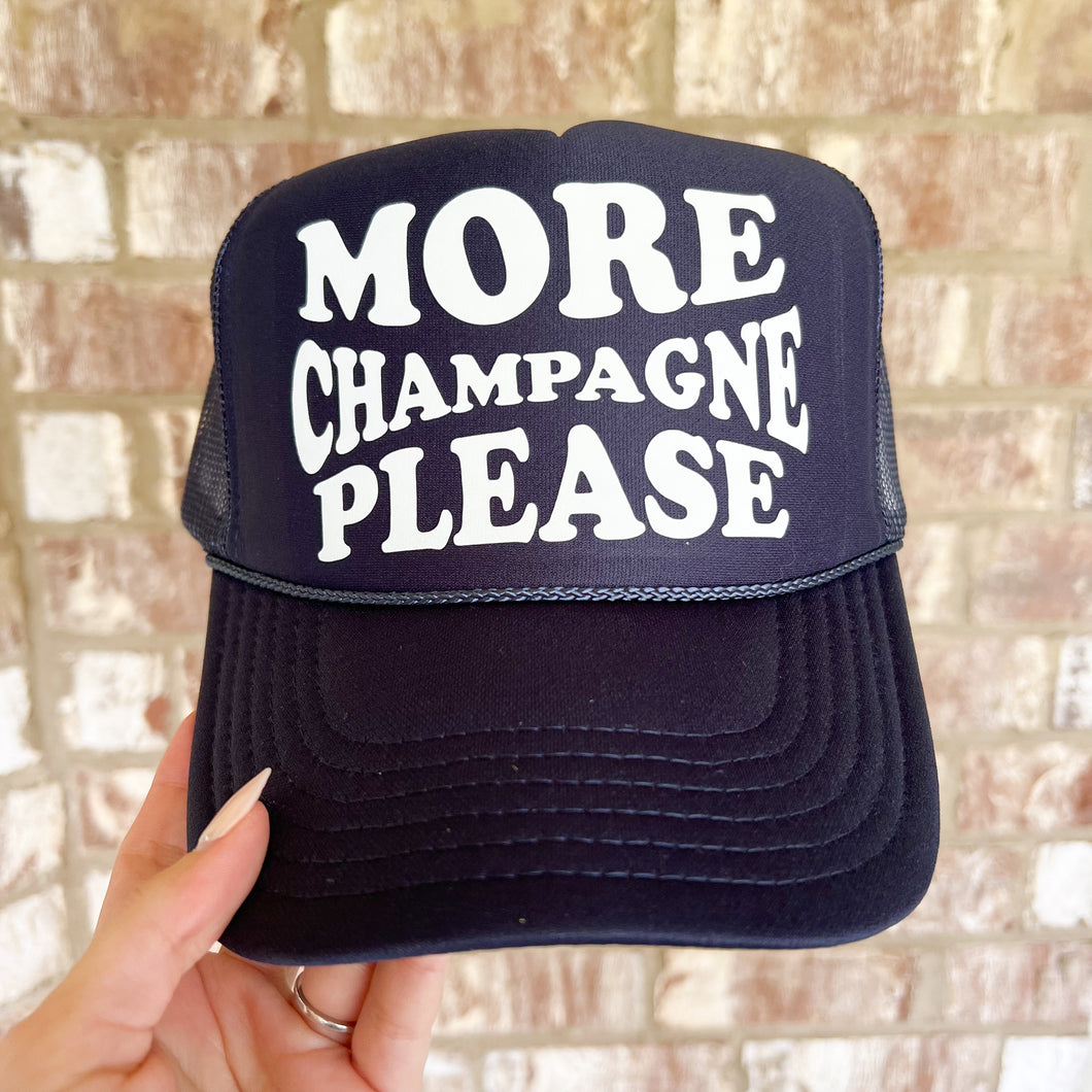 more champagne please navy trucker hat