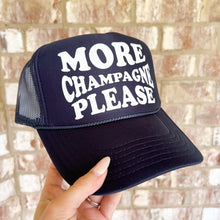 Load image into Gallery viewer, more champagne please navy trucker hat
