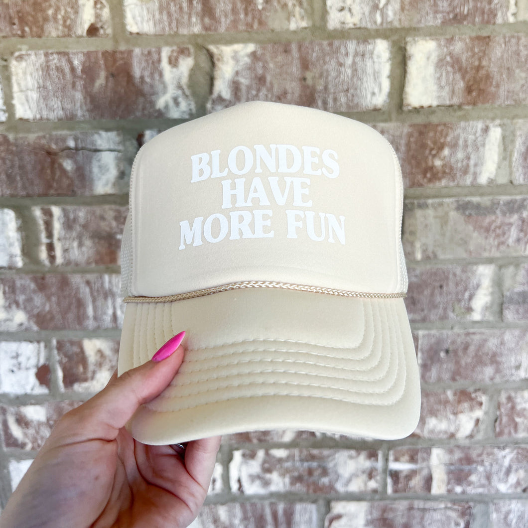 blondes have more fun trucker hat