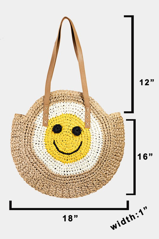 smiley face straw summer tote bag – XO Kendall Co.