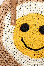 Load image into Gallery viewer, smiley face straw summer tote bag
