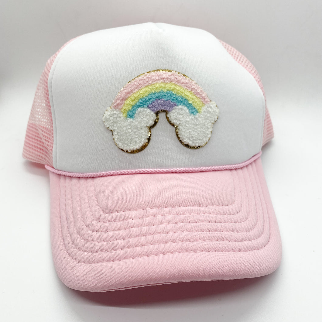 rainbow ears adult trucker hat