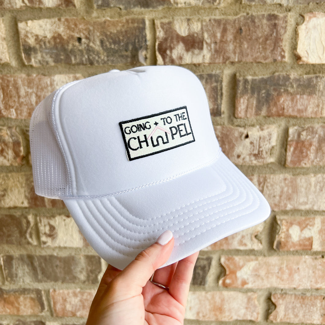 going to the chapel patch trucker hat