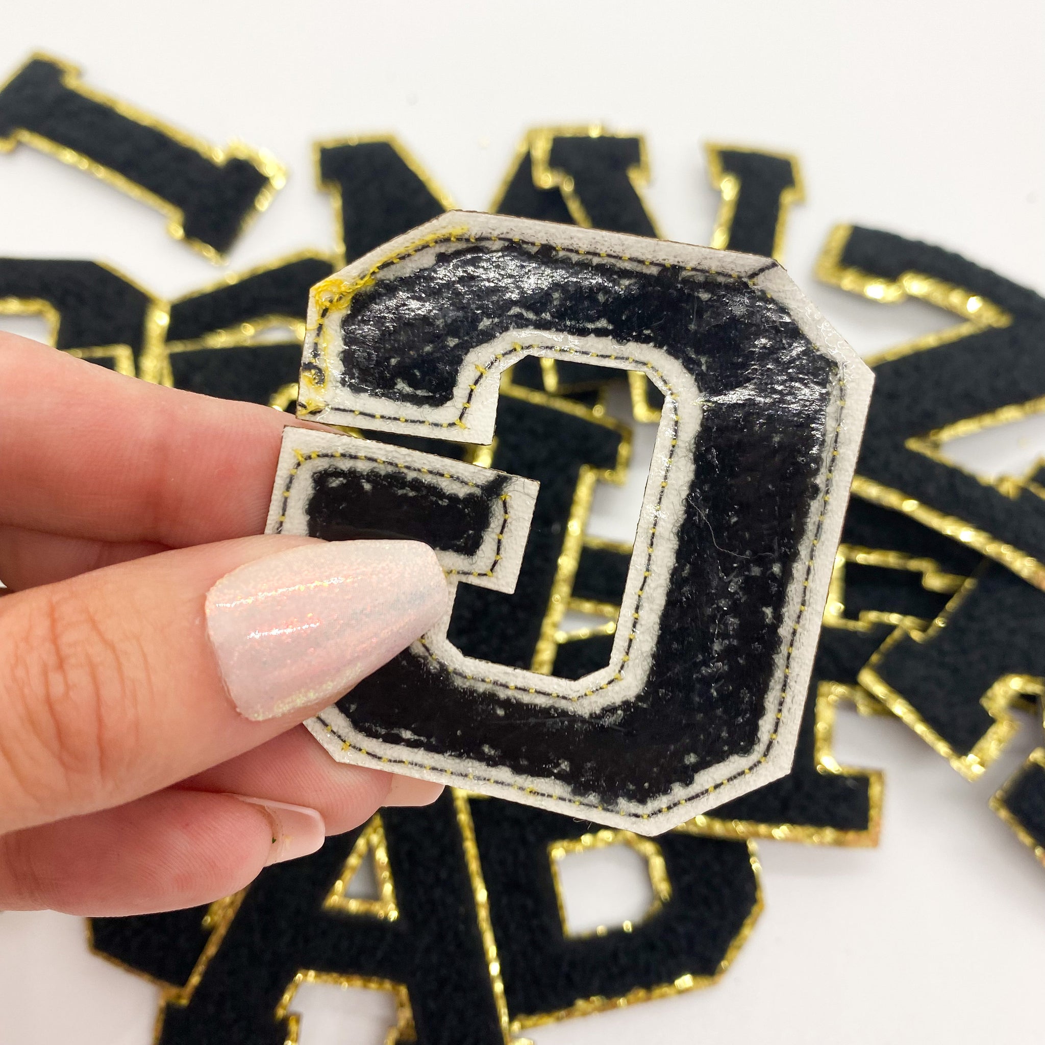 Patch Letters Black Gold Leather 8cm Iron On Sew On Patches Appliqué