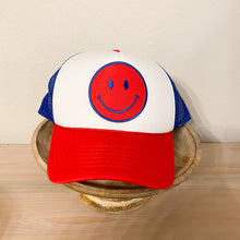 Load image into Gallery viewer, american dream smiley trucker hat
